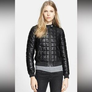 NWT 100% AUTH Burberry Brit Quilted Leather Jacket $1695 Sz 2